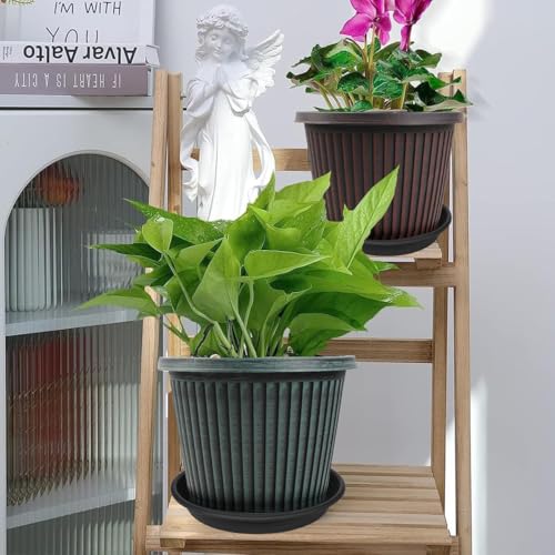 6 Pack Plant Saucer 8 inch, Heavy Duty Plastic Plant Water Tray, Planter Saucers, Flower Pot Tray, Planter Tray, Bird Bath Bowls, Water Trays for Plant Pots 7"/8" (Black) - view 3