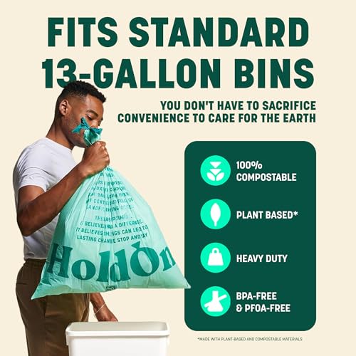 Compostable Tall Kitchen Drawstring Bags - 13 Gallon, 40 Count - view 2