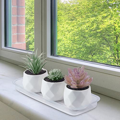 Rectangular 5 Pieces of 9 by 4 Inch Clear Thick Plastic Heavy Duty Sturdy Plant Saucer Drip Trays for pots, Window Sills and Window Shelf (8.5"x3.5") - view 4