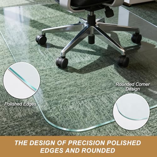 Glass Chair Mat for Carpet, 32"x48" Tempered Glass Office Chair Mat - view 4