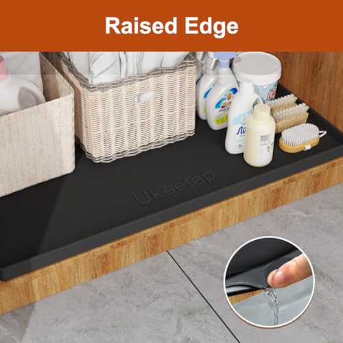 34" x 22" Extra Thick Silicone Mat Waterproof with Raised Edge, Black - view 3
