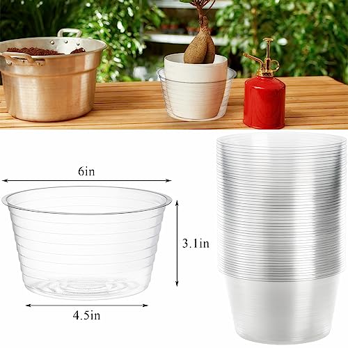50 Pack Clear Plastic Plant Saucer Drip Tray for Pots, 6 Inch Deep Flower Pot Saucers Water Catcher Tray Watering Trays for Plants Indoors and Outdoor - view 2