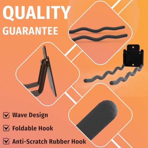 4 Pack 12 Inch Wave Garage Hooks Wall Mount Hangers - view 2