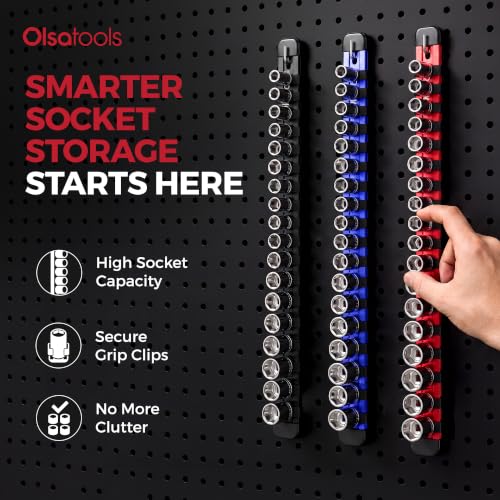 3/8-Inch Socket Organizer Rail with Locking Caps, Blue - view 2