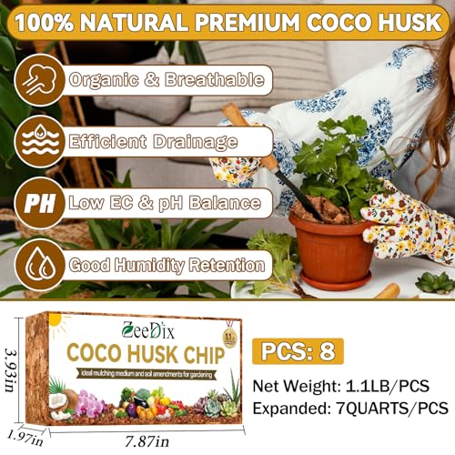 Coco Chips Mulch for Plants, 100% Organic Coco Husk (8-Pack) - view 2