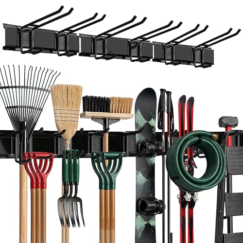 Garage Wall Organizer, Shovel Holder Wall Mount, 48" Double Hooks