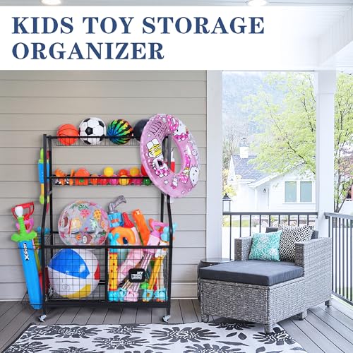 Rolling Sports Equipment Organizer for Garage Gear and Toys - view 3