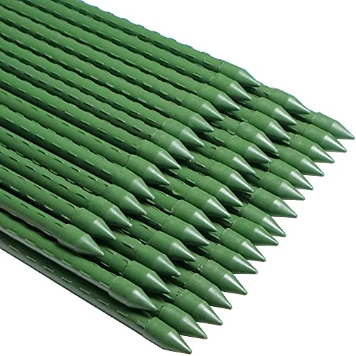 Garden Stakes 48 inch 4ft Sturdy Tomato Stakes, Plant Stakes for Outdoor Plants, Metal Plant Support Sticks for Gardening, Pack of 50
