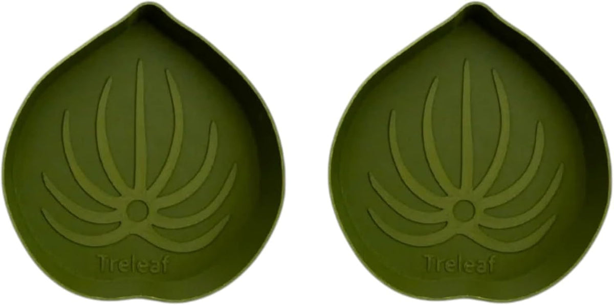 Mia Bottom Watering Plant Saucer – 6 inches Self-Watering Plant Tray for Indoor Plants, Leaf-Shaped Pot Saucer with Water Reservoir for Healthy Root Growth - Green (2 Pack)