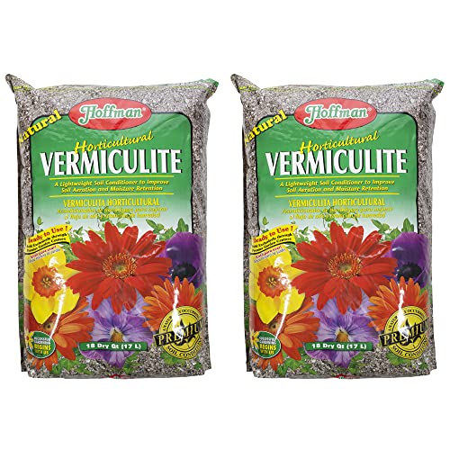 Horticultural Vermiculite Lightweight Garden Soil Conditioner for Aeration and Moisture Retention, 18qt, 2 Pack