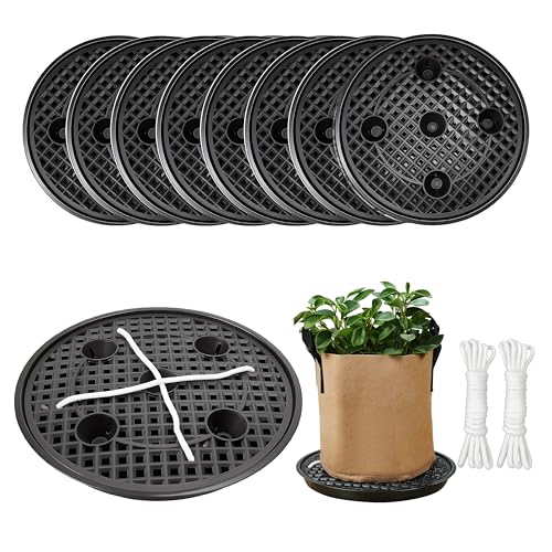 8 Pack 16 inch Self Watering Base for Fabric Grow Bag, Self-watering Plastic Elevated Plant Saucer Stand, Automatic Watering Tray for Non-woven Planter Flower Pot Growth Tent Greenhouse Indoor Outdoor