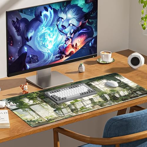 Large Mouse Pad and Keyboard Wrist Rest, Extended Mouse Pad with Wrist Support Ergonomic, Non-Slip Desk Mat, Desk Protector Blotter for Home Office, Window Green Plants - view 7