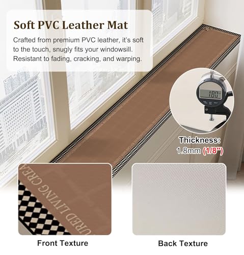 Window Sill Mat Decorative Window Sill Protector for Cats Dogs Plants, Waterproof Windowsill Cushion Cuttable, Bay Window Cover Balcony Window Sill Liner(130x35cm(51x14in)) - view 3