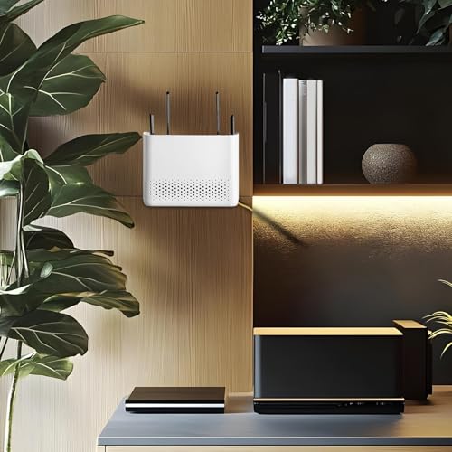 Router Storage Box – Wall-Mount Wifi Cable Organizer, Internet Modem Shelf Rack | No-Drill Network Equipment Holder for Bedroom, Living Room, Dorm, Office, Apartment, Study Room, Home Interior - view 2