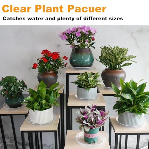 Plant Saucer Tray 12 inch 2 Pack Plastic Plant Trays Saucers for Indoors Outdoor, Heavy Duty Drainage Drip Water Trays for Planter Pots Flower, Round Pebble Tray, Pots Base (12", Clear) - view 3