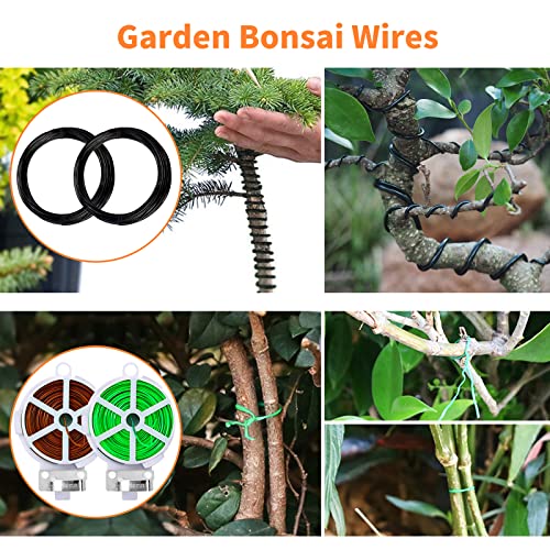 Bonsai Tools Set, 20 Pcs Gardening Succulent Tree Indoor Beginner Tool Kit, Include 262 Feet Bonsai Wire, 29.5"x29.5" Plant Repotting Mat, Leather Bag, Bonsai Scissors, Pruning Shears, Gifts for Women - view 3