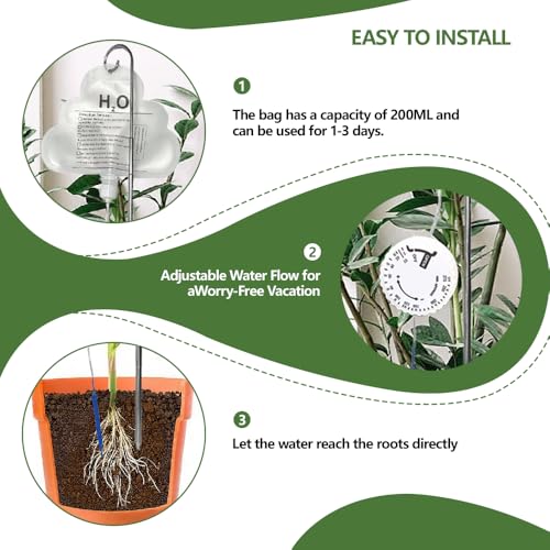 2 PCS Plant Self Watering Devices Irrigation Dripperswith Flow ControlIndoor,Self Automatic Plant Watering System with 500mL Water Bag, for Indoor Outdoor Plant Waterer - view 3