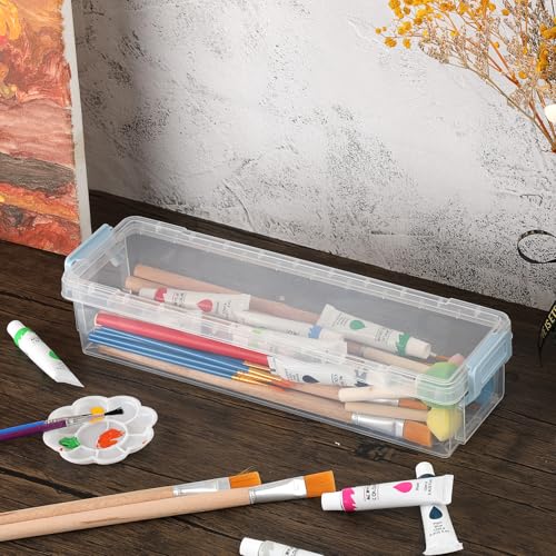 1 Pack Long Plastic Storage Box for Pencils Clear Marker Organizer - view 6