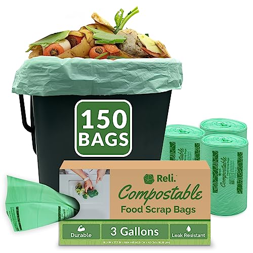 Reli. Compost Bags 3 Gallon (150 Count) | ASTM D6400 Certified