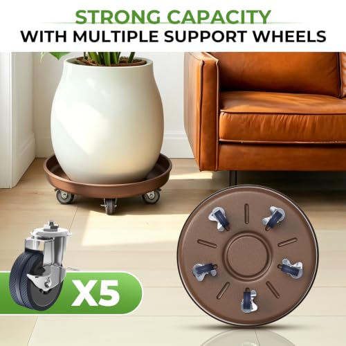 Plant Caddy With Wheels 16" Metal Plant Saucers for Indoors 420 Lb Capacity - view 6