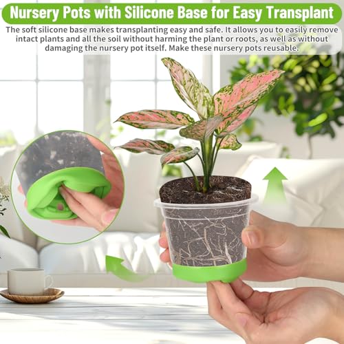 57PCS Reusable Seed Starter Kit Includes 26 Packs 4" Clear Nursery Pots with Silicone Base, Repotting Mat, Gardening Gloves, Plant Labels and Seedling Tools for Easy Transplant - view 3