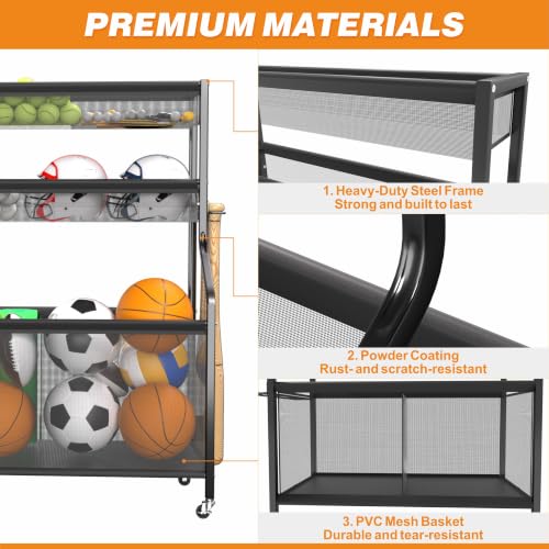 Sports Equipment Organizer, Golf Bag Stand w/Ski & Ball Storage - view 6