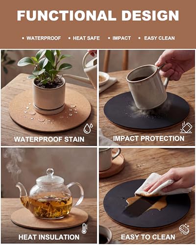 18 Inch Cork Plant Coasters, 2 Pack Large Round Plant Mats for Planters - view 4