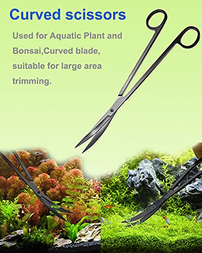 4Pcs Aquascaping Tools Kit, Long Stainless Steel Aquarium Plant Tools with Black Anti-rust Coating, Aquarium Tweezers, Scissors, and Scrapers for Aquascaping Cleaning（Magnetic Tool Holder） - view 3
