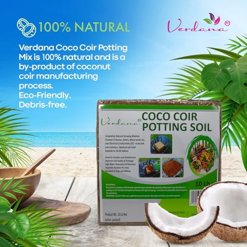 Coco Coir Potting Soil Brick - 10 lb Compressed Coconut Coir Block, Expands to 72 Quarts / 18 Gallons, Peat Moss Alternative for Seed Starting, Raised Beds, Potting Mix & Houseplants - view 3