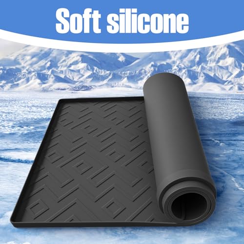 Water Cooler Mat – 19.7" x 19.7" Silicone Water Dispenser Mat for Floor & Countertop, Spill-Proof & Waterproof Tray for Coffee Maker, Kitchen, Pets, Office Use (Black, 19.7' * 19.7') - view 7