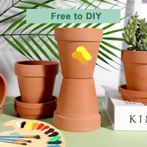 4 Inch Terracotta Plant Pots with Saucer - 6 Pack Clay Flower Pots with Drainage, Great for Plants, Crafts, Wedding Favor - view 6