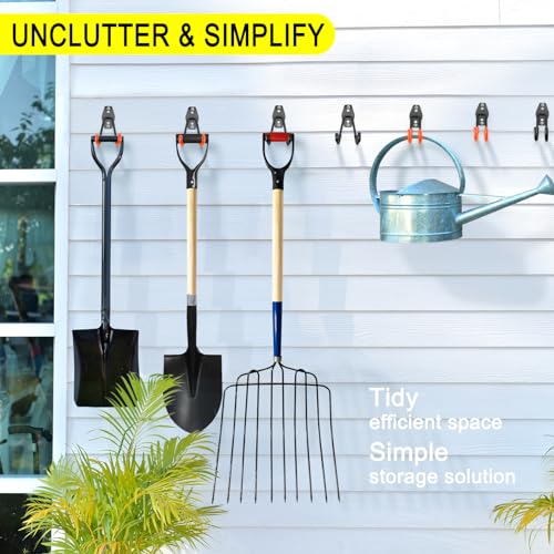 6 Pack Garage Hooks Heavy Duty Storage Organizer Wall Mount Power and Garden Tool Hangers, for Hanging Ladders, Ropes, Hose, Bulk Items - view 5