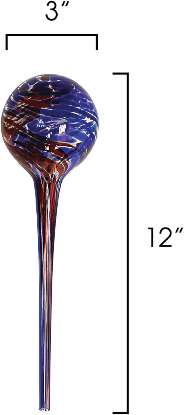 4-piece watering globe set, colorful hand-blown glass plant watering system - view 2