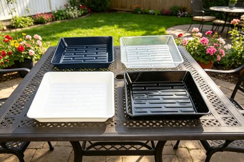 6 Pack 8 Inch Square Plant Saucer Drip Tray, Heavy Duty Plastic Water Catcher for Indoors Outdoors, Clear - view 7