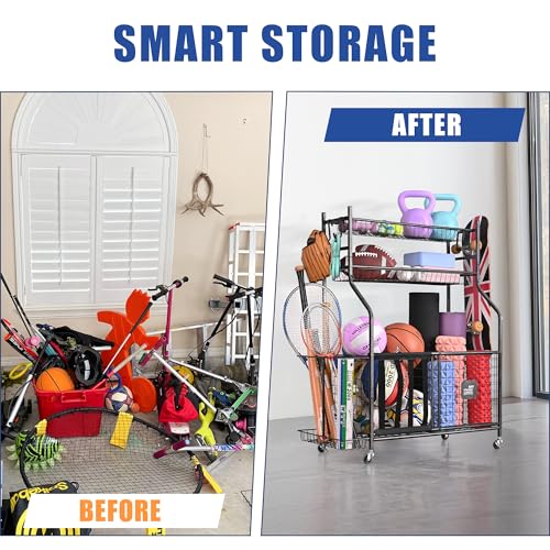 Rolling Sports Equipment and Toy Organizer for Garage - view 5