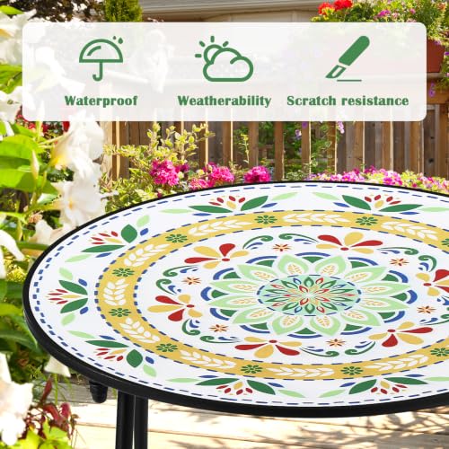 Round Outdoor Mosaic Plant Stand Table Metal Frame 14 Inch Floral - view 4