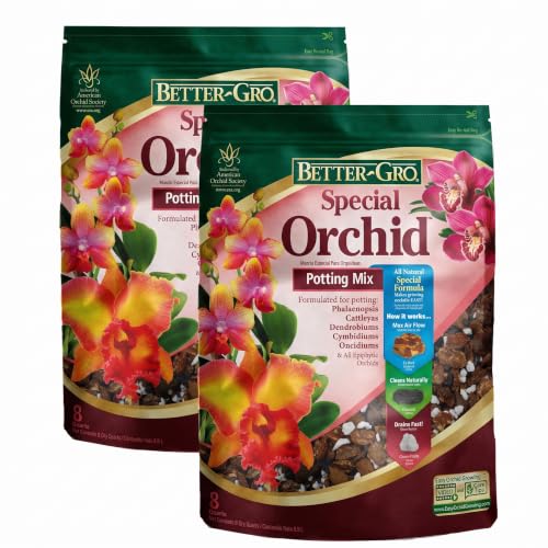 Special Orchid Mix - Premium Grade Orchid Bark Potting Mix for Potting,Repotting,Enhanced Drainage,Air Flow & Root Ventilation,for Phalaenopsis,Cattleyas,Dendrobiums,8 Quarts,(Pack of 2)