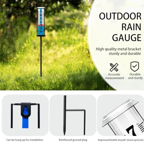 Rain Gauge outdoor, Upgraded Accurate Rain Gauges Outdoors best rated, Thickened Transparent Plastic Rain Measure Gauge for Yard, Adjustable Height Large Rain Measuring Tool for Garden, Easy to Read - view 5