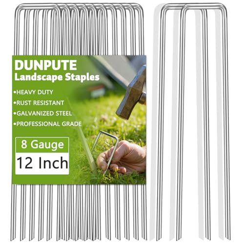 Heavy Duty 12 Inch Galvanized Landscape Staples Stakes, 15 25 50 100 Pack 8 Gauge Garden Metal Stakes, Ideal for Weed Barrier Stakes, Drip Irrigation Tubing, Landscape Fabric, Lawn(25, 12inch)