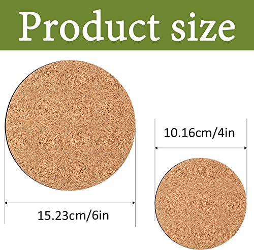 4-Pack Cork Plant Mats, Round Cork Coasters for Garden Pots and DIY Crafts, 4 Inch and 6 Inch Set, Water-Resistant Pot Saucers - view 2