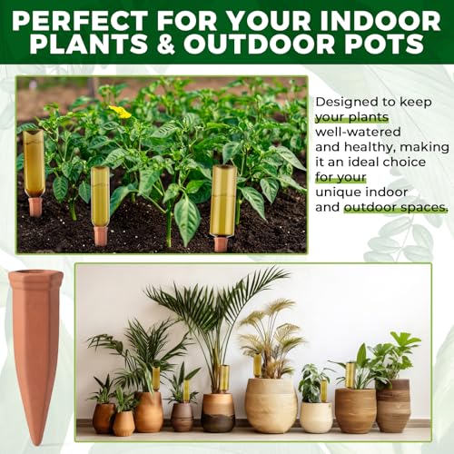 12 Pcs Terracotta Watering Spikes Plant Bottles, 17oz 25oz 34oz - view 6