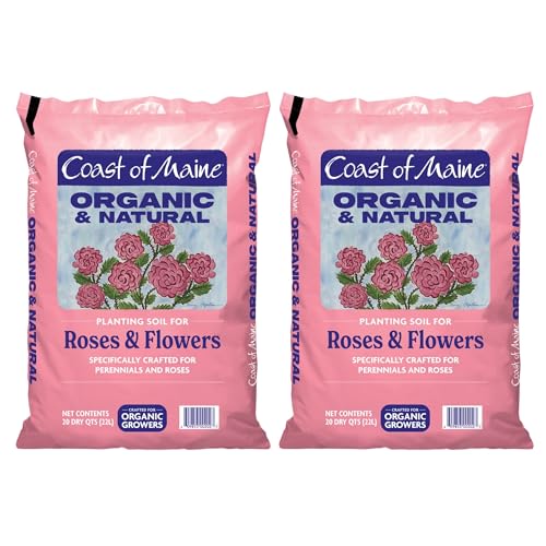 Roses and Flowers, 20qt (Pack of 2) Organic and Natural Planting Soil for Roses, Annual and Perennial Flowers