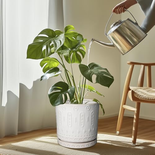 Plant Saucer for Indoors - Ceramic Plant Saucer for Outdoors 11.4 Inch Plant Water Catcher Tray Plant Pot Saucer Plant Drip Tray Drainage Large Plant Plates to Catch Water, Cream White - view 2