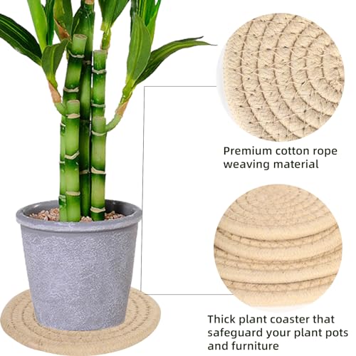 4 PCS Plant Coasters 4 & 7 Inch Woven Plant Saucer Coaster for Gardening Indoor and Outdoor Pots (Khaki) - view 3