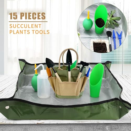 Garden Succulent Kit with Organizer Bag,15 Pieces, Green - view 4