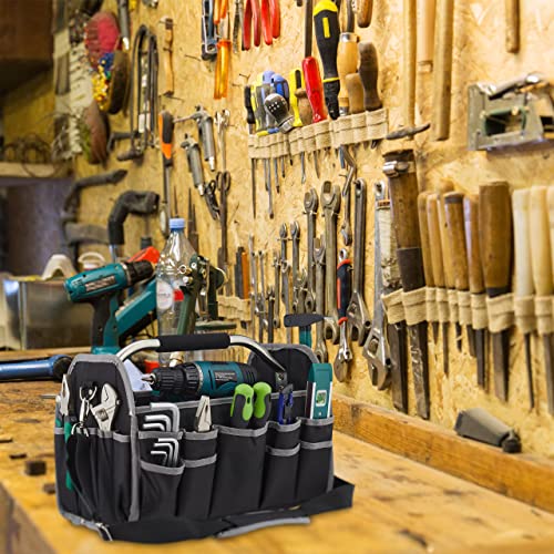 Tool Bag, Empty, Carrying Handle and Shoulder Strap, Open Equipment Carrier Box, HxWxD: 30 x 42 x 23 cm, Black - view 5