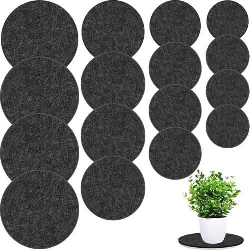 16 Pieces 4 Sizes Felt Plant Coasters, Extra Thick 4/6/8/10 Inch Planter Coaster, Absorbent Fabric Plant Mats, Plant Coasters for House Plants