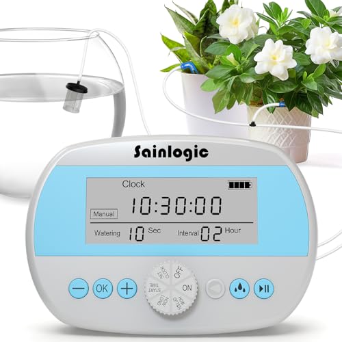 Automatic Plant Waterer for 15 Potted Plants, Self-Watering System with Humidity Monitor Display, Deep Root Irrigation, IP64 Programmable Timer, Ideal for Vacation, Travel and Indoor Garden