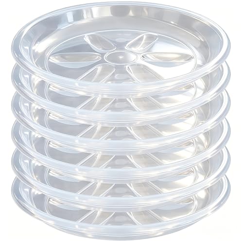 6 Pack of Plant Saucer, 6 inch Clear Plant Trays for Pots, Plant Water Catcher Tray, Plant Plate for Indoors Outdoors