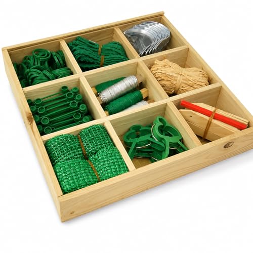 Gardening Gifts for Women Men, 9-Compartment Wooden Garden Accessory Box with Clear Lid, Gardener’s Essentials Organizer, Garden Tools Gift for Mom Dad Grandparents Garden Lovers